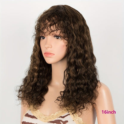 Jerry Curly Human Hair Wig with Bangs - WigWonders