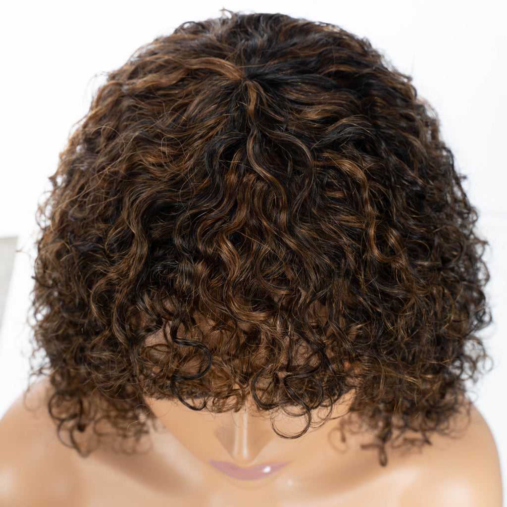 Jerry Curly Human Hair Wig with Bangs - WigWonders