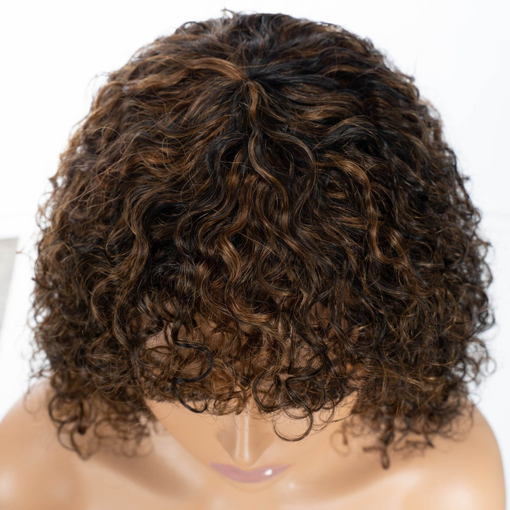 Jerry Curly Human Hair Wig with Bangs - WigWonders