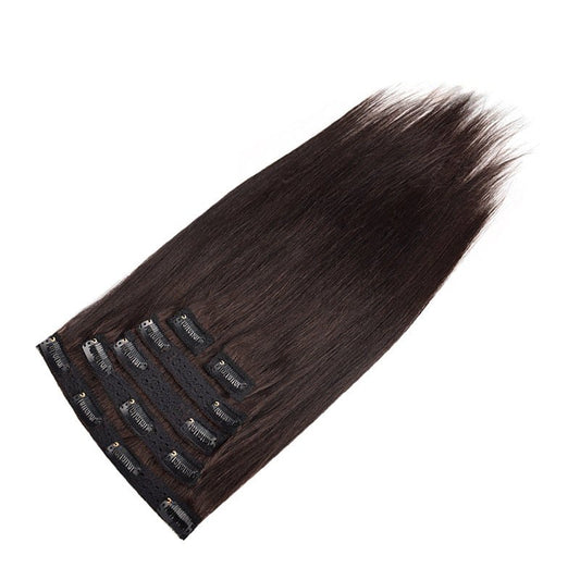Lace Clip In Human Hair Extensions - Straight Natural Hair - WigWonders