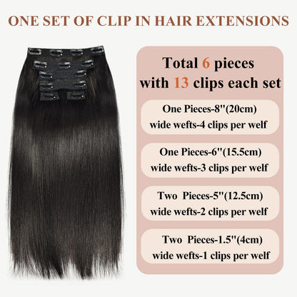 Lace Clip In Human Hair Extensions - Straight Natural Hair - WigWonders