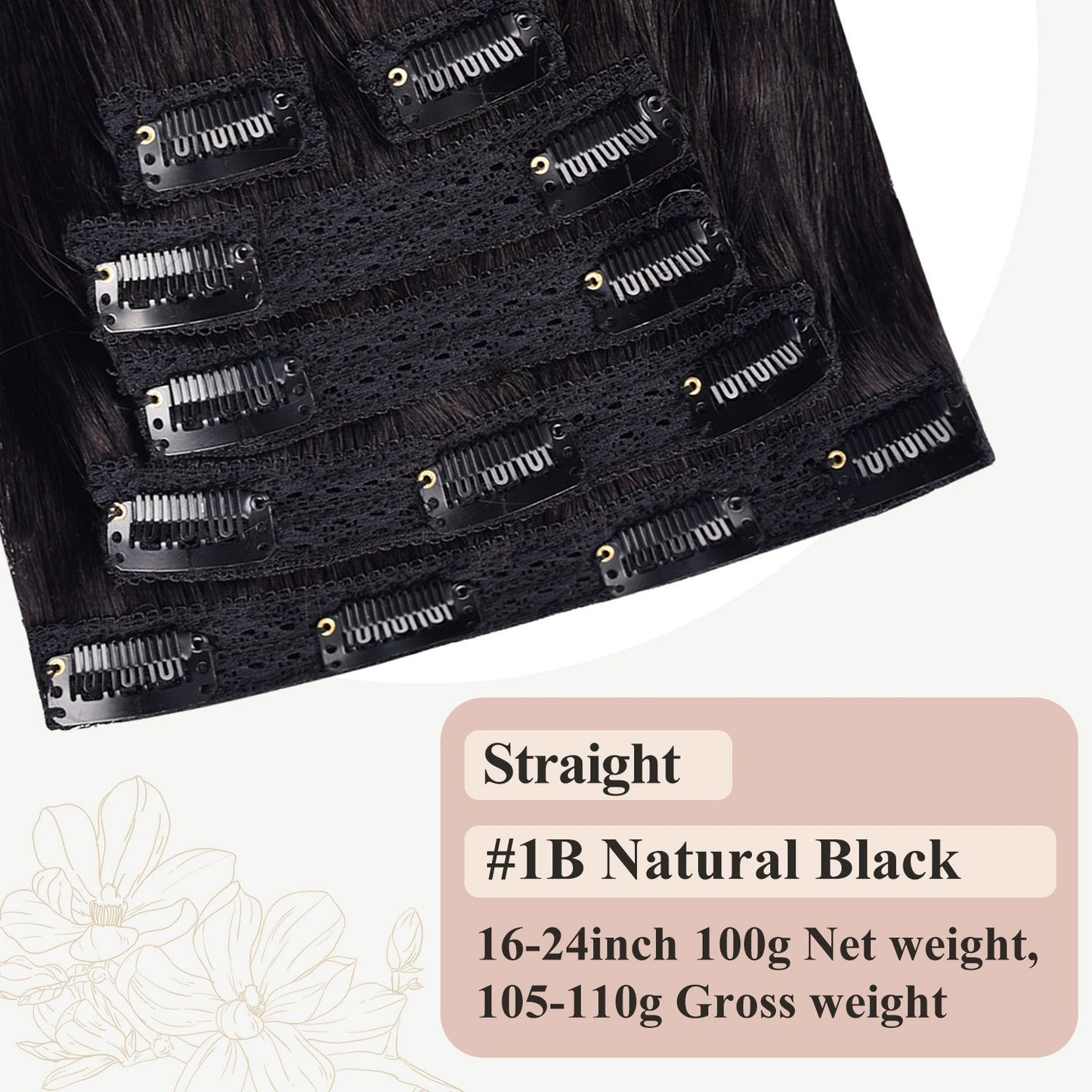 Lace Clip In Human Hair Extensions - Straight Natural Hair - WigWonders
