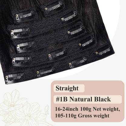 Lace Clip In Human Hair Extensions - Straight Natural Hair - WigWonders