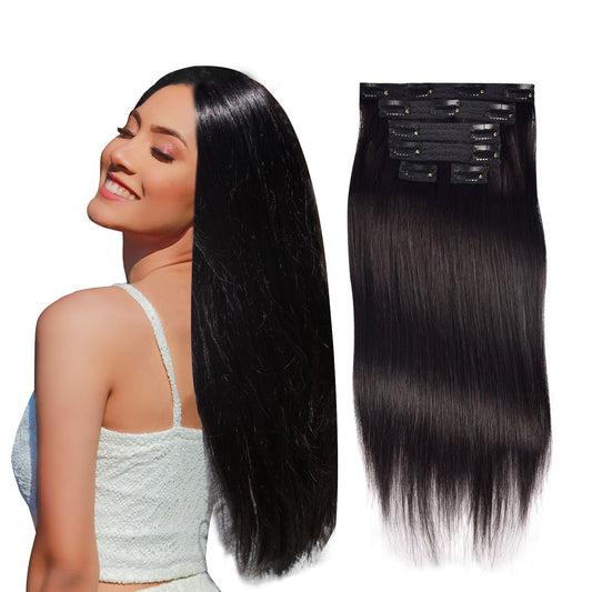 Lace Clip In Human Hair Extensions - Straight Natural Hair - WigWonders