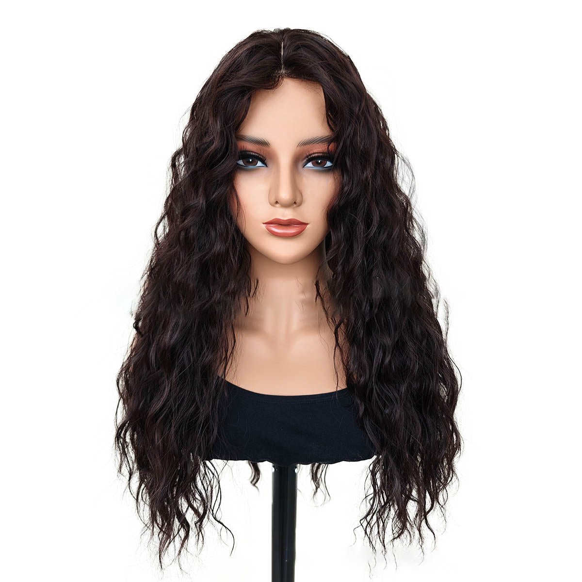 Long Curly Korean Style Lace Scalp Full Cap Synthetic Wig - WigWonders