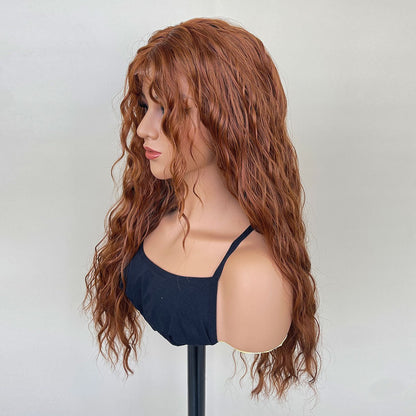 Long Curly Korean Style Lace Scalp Full Cap Synthetic Wig - WigWonders