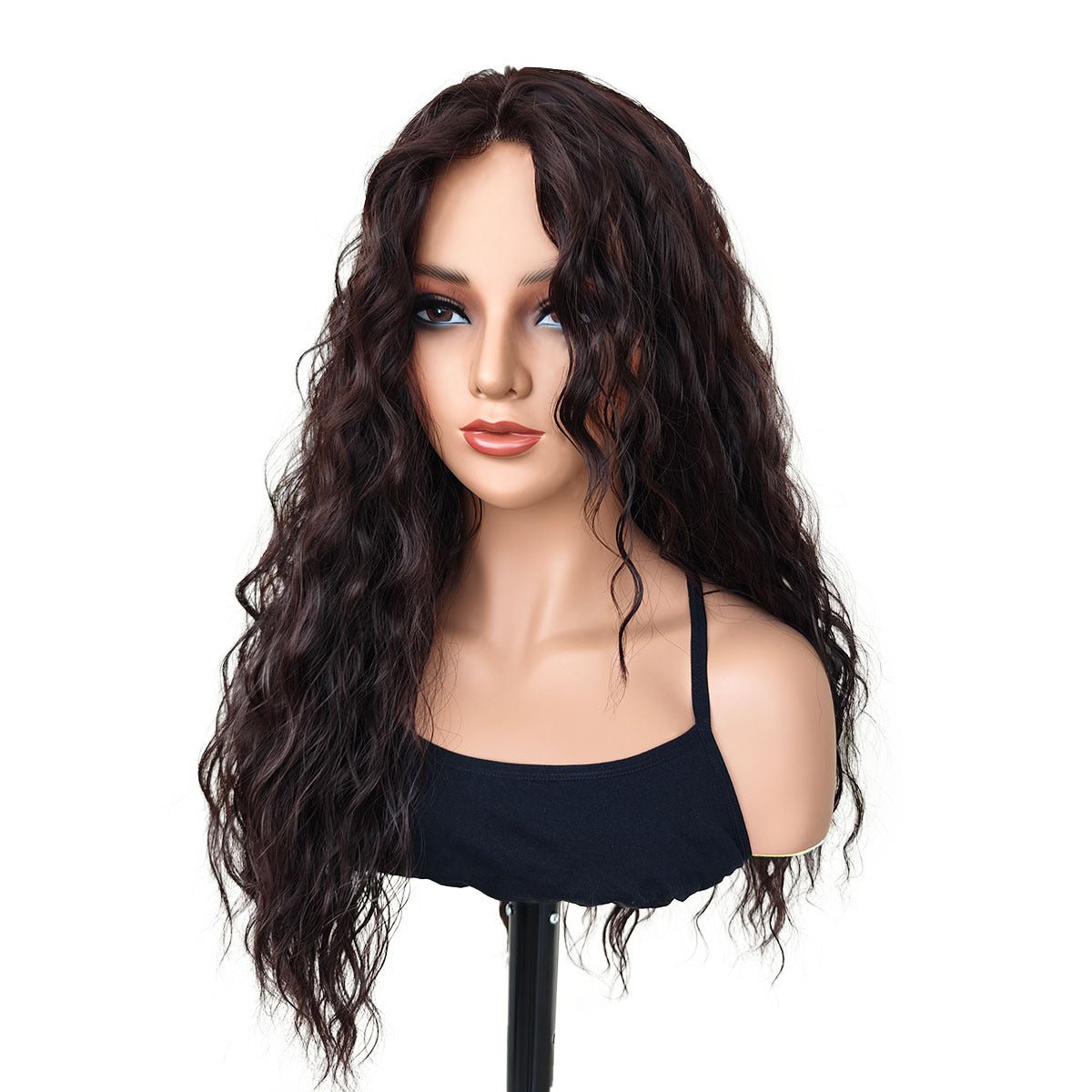 Long Curly Korean Style Lace Scalp Full Cap Synthetic Wig - WigWonders