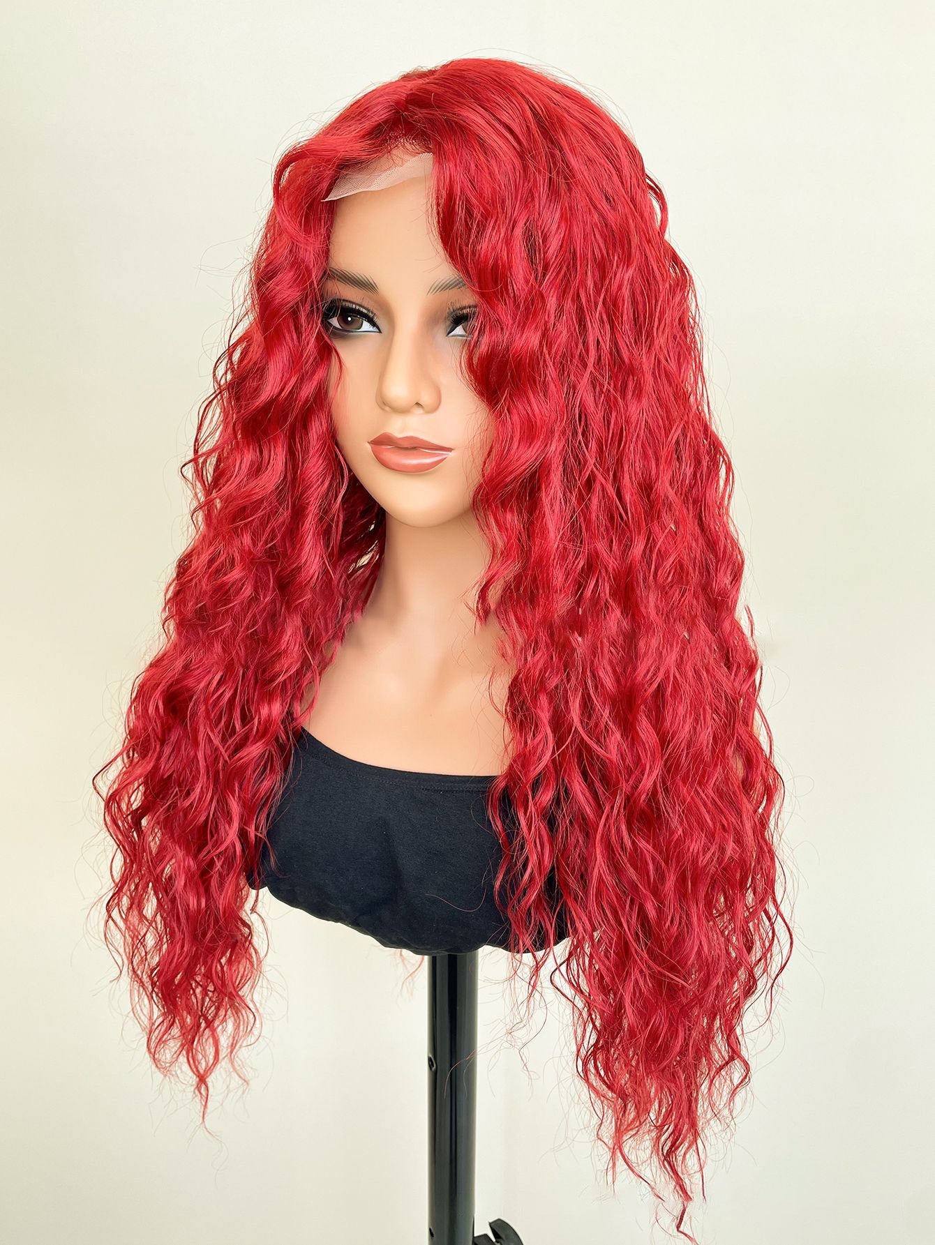 Long Curly Korean Style Lace Scalp Full Cap Synthetic Wig - WigWonders