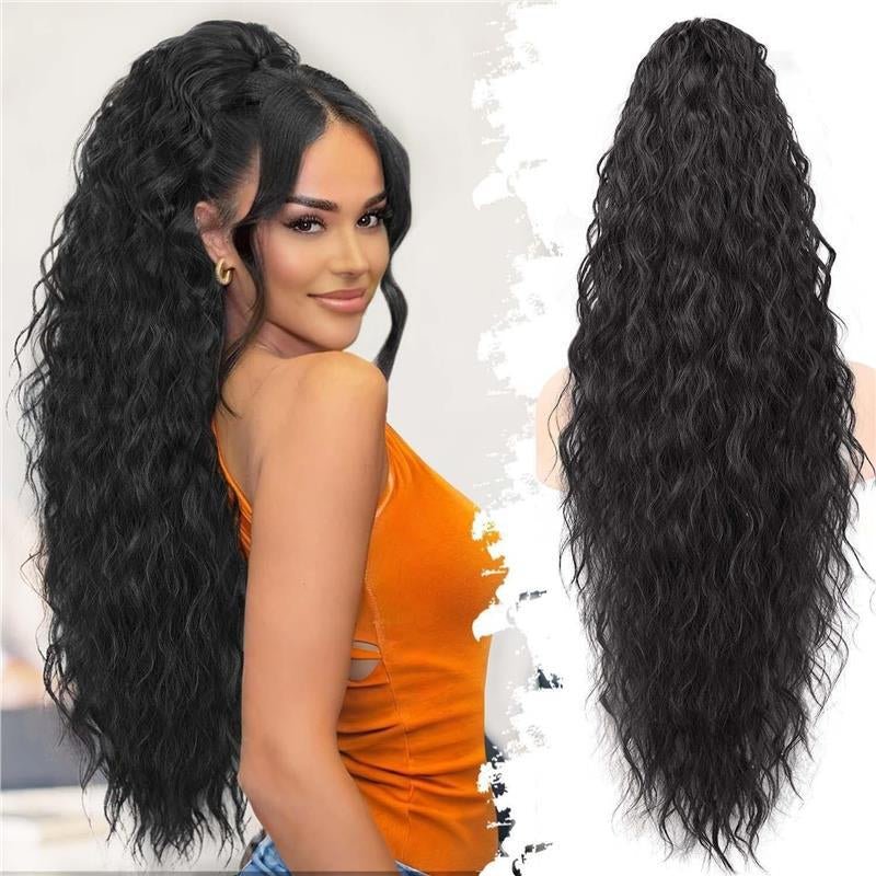 Long Curly Synthetic Clip Ponytail - Multiple Colors - WigWonders