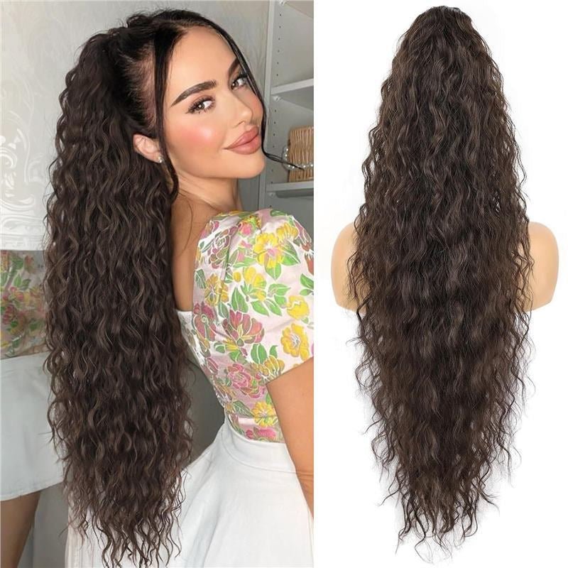 Long Curly Synthetic Clip Ponytail - Multiple Colors - WigWonders