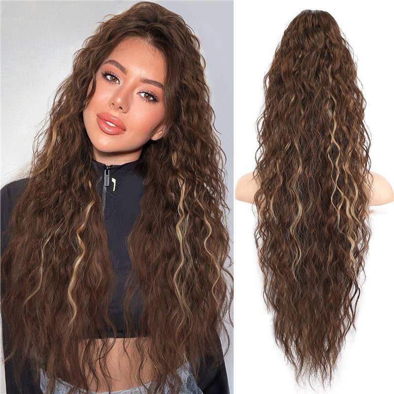 Long Curly Synthetic Clip Ponytail - Multiple Colors - WigWonders