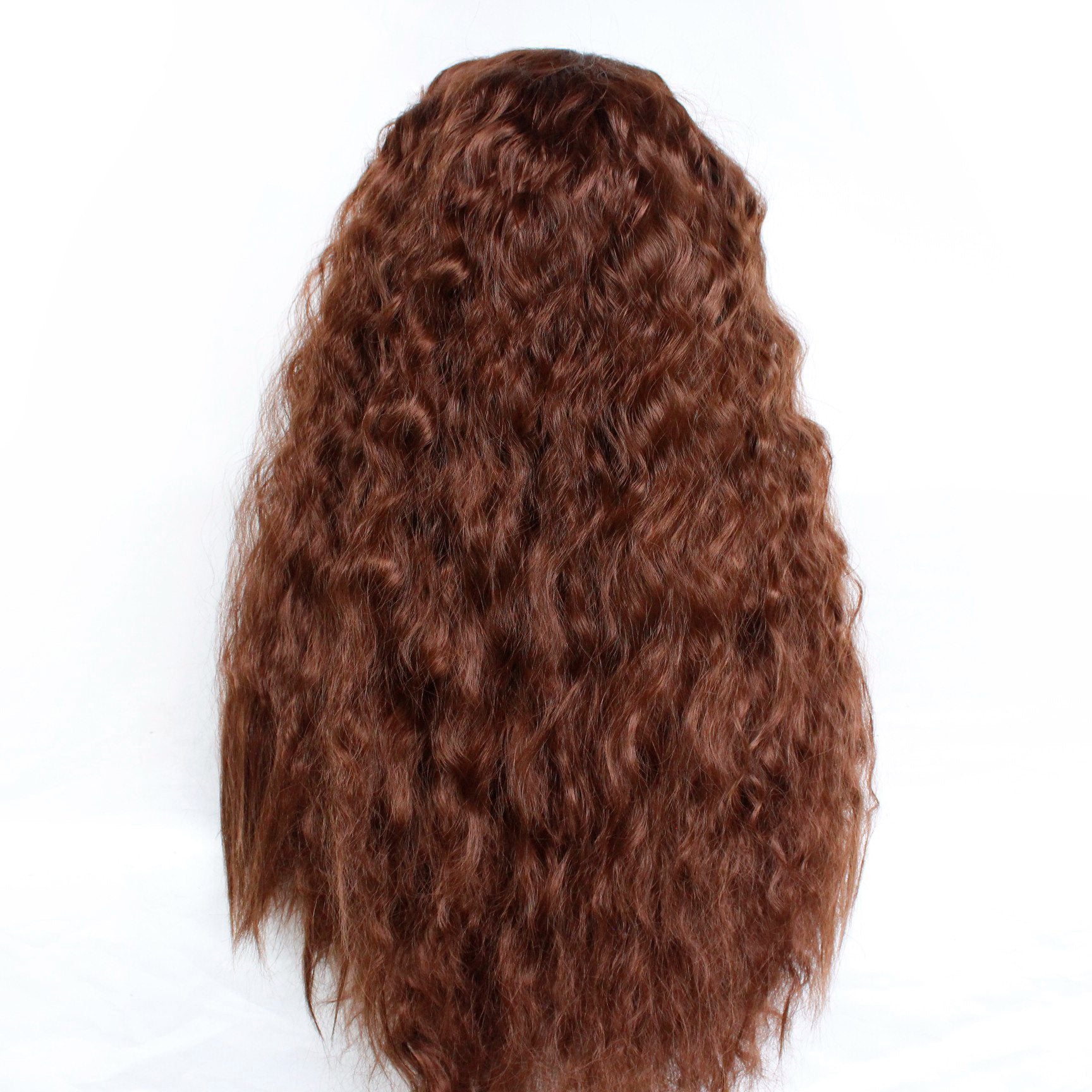 Long Kinky Curly Brown Synthetic Lace Front Wig - Heat Resistant - WigWonders