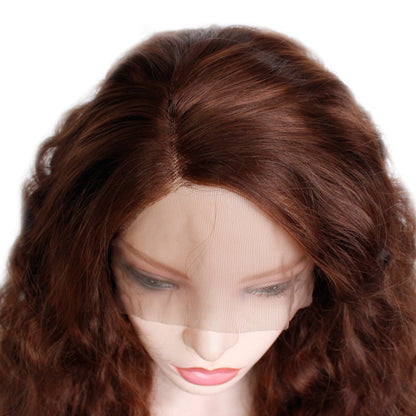 Long Kinky Curly Brown Synthetic Lace Front Wig - Heat Resistant - WigWonders