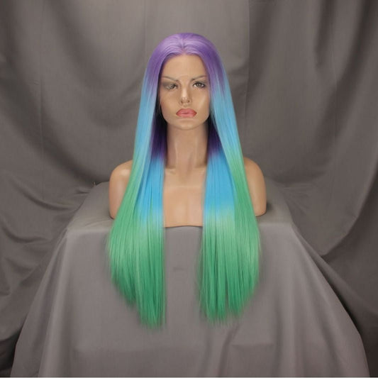 Long Synthetic Lace Front Wig - Ombre Waves & Straight - WigWonders