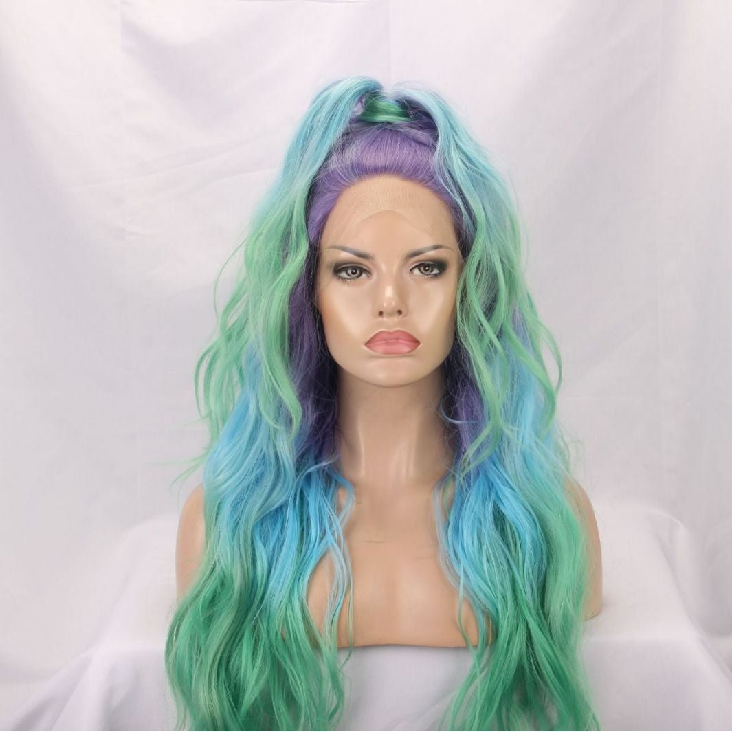 Long Synthetic Lace Front Wig - Ombre Waves & Straight - WigWonders