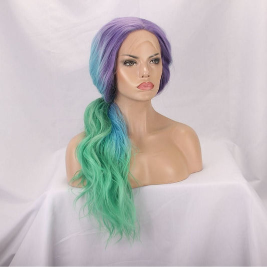 Long Synthetic Lace Front Wig - Ombre Waves & Straight - WigWonders