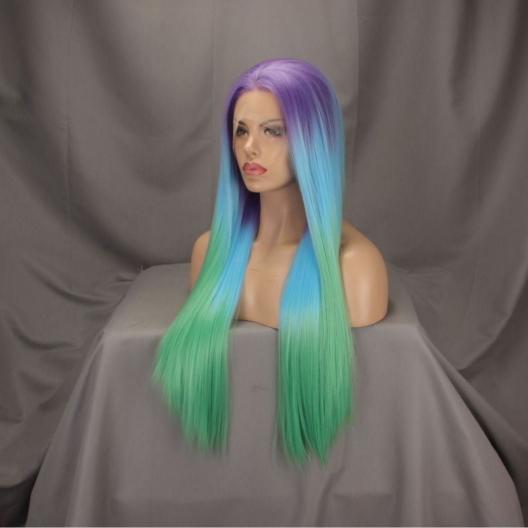 Long Synthetic Lace Front Wig - Ombre Waves & Straight - WigWonders