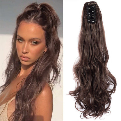 Long Wavy Synthetic Ponytail Hair Extension Invisible Claw Clip - WigWonders