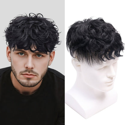 Men's 4 Short Curly Human Hair Wig - WigWonders
