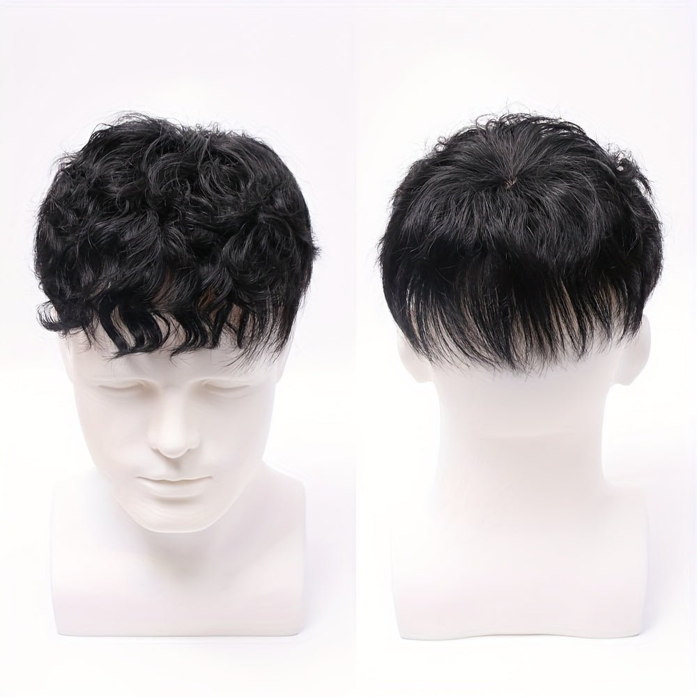 Men's 4 Short Curly Human Hair Wig - WigWonders