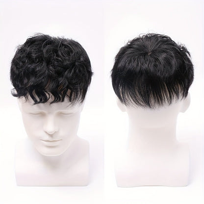 Men's 4 Short Curly Human Hair Wig - WigWonders