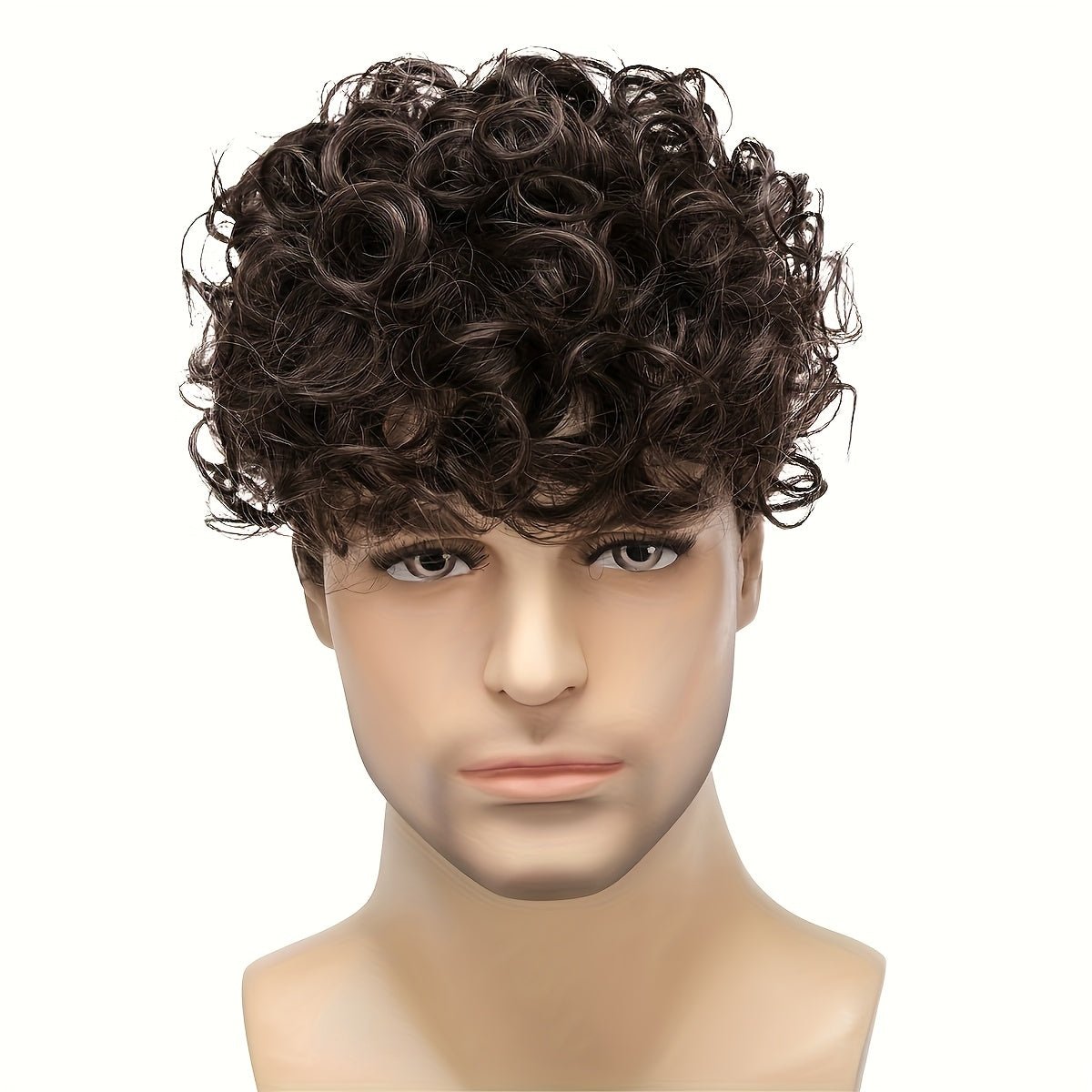 Men's 6" Jerry Curl Short Synthetic Wig - WigWonders