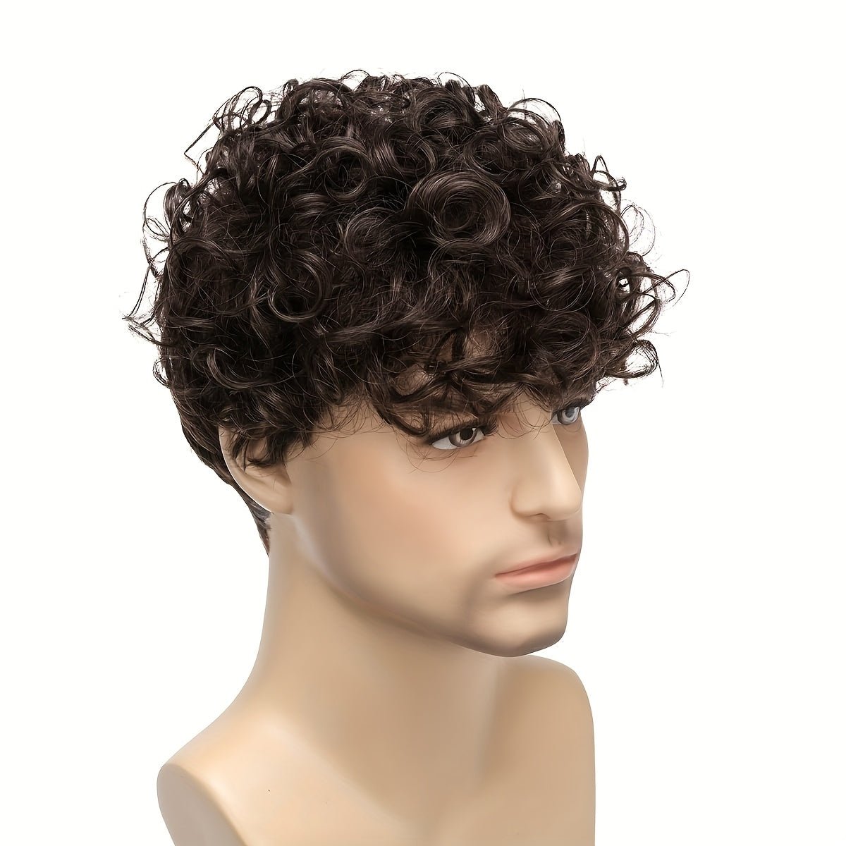 Men's 6" Jerry Curl Short Synthetic Wig - WigWonders