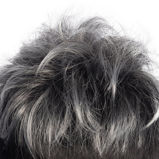 Men's 8" Synthetic Wig - Mixed Gray & Black - WigWonders