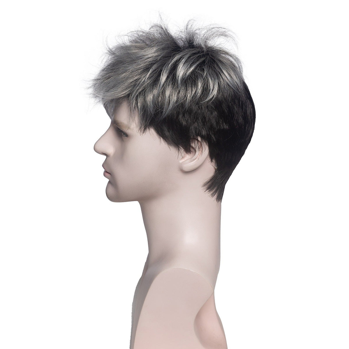 Men's 8" Synthetic Wig - Mixed Gray & Black - WigWonders