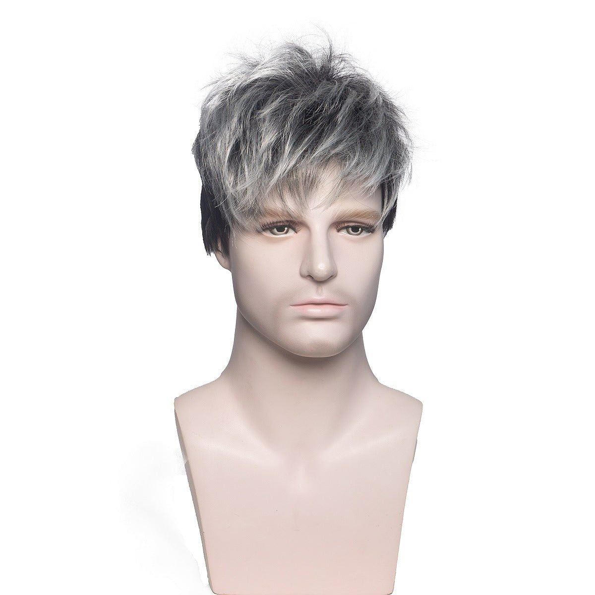 Men's 8" Synthetic Wig - Mixed Gray & Black - WigWonders