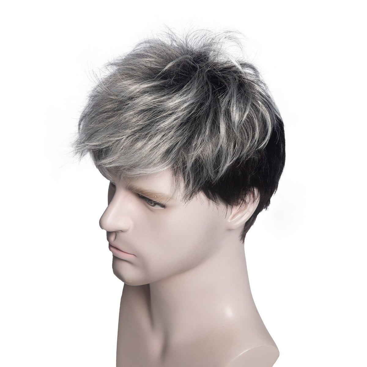 Men's 8" Synthetic Wig - Mixed Gray & Black - WigWonders