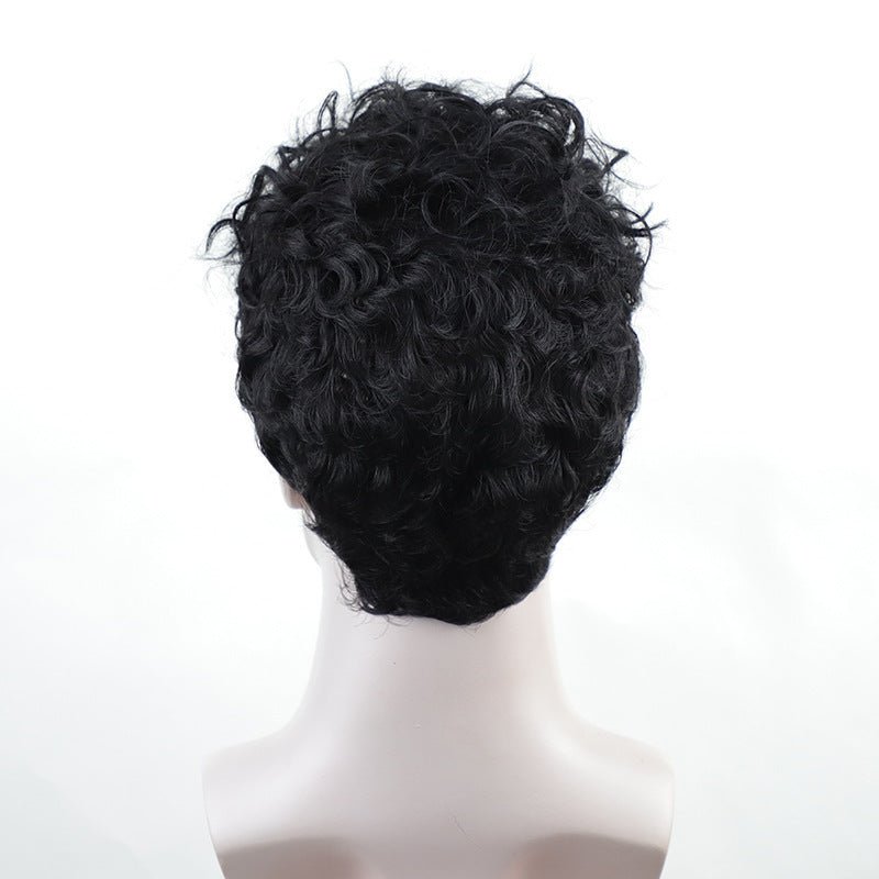 Men's Short Curly Synthetic Wig — Black - WigWonders
