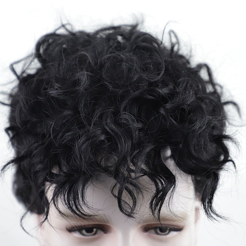 Men's Short Curly Synthetic Wig — Black - WigWonders