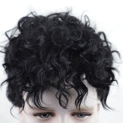 Men's Short Curly Synthetic Wig — Black - WigWonders