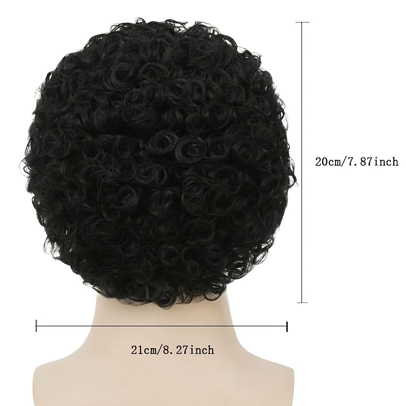 Men's Short Kinky Curly Synthetic Wig - 70s Disco Style - WigWonders