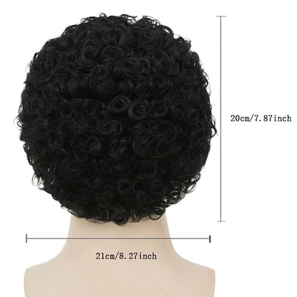 Men's Short Kinky Curly Synthetic Wig - 70s Disco Style - WigWonders