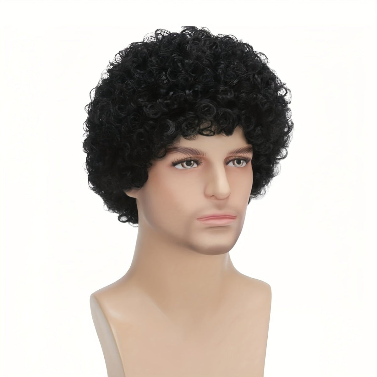 Men's Short Kinky Curly Synthetic Wig - 70s Disco Style - WigWonders