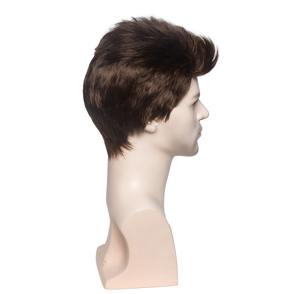 Men's Short Straight Synthetic Wig — Brown - WigWonders