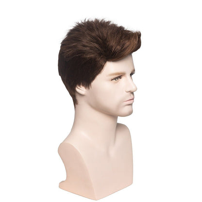 Men's Short Straight Synthetic Wig — Brown - WigWonders