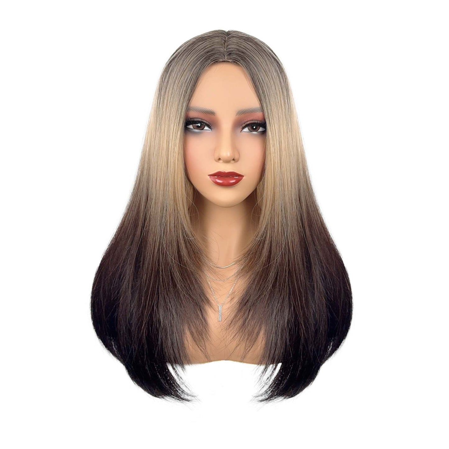 Middle Part Ombré Straight - Wavy Full Cap Synthetic Hair Wig - WigWonders