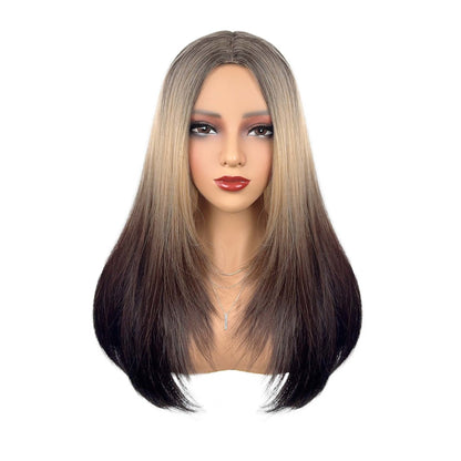 Middle Part Ombré Straight - Wavy Full Cap Synthetic Hair Wig - WigWonders