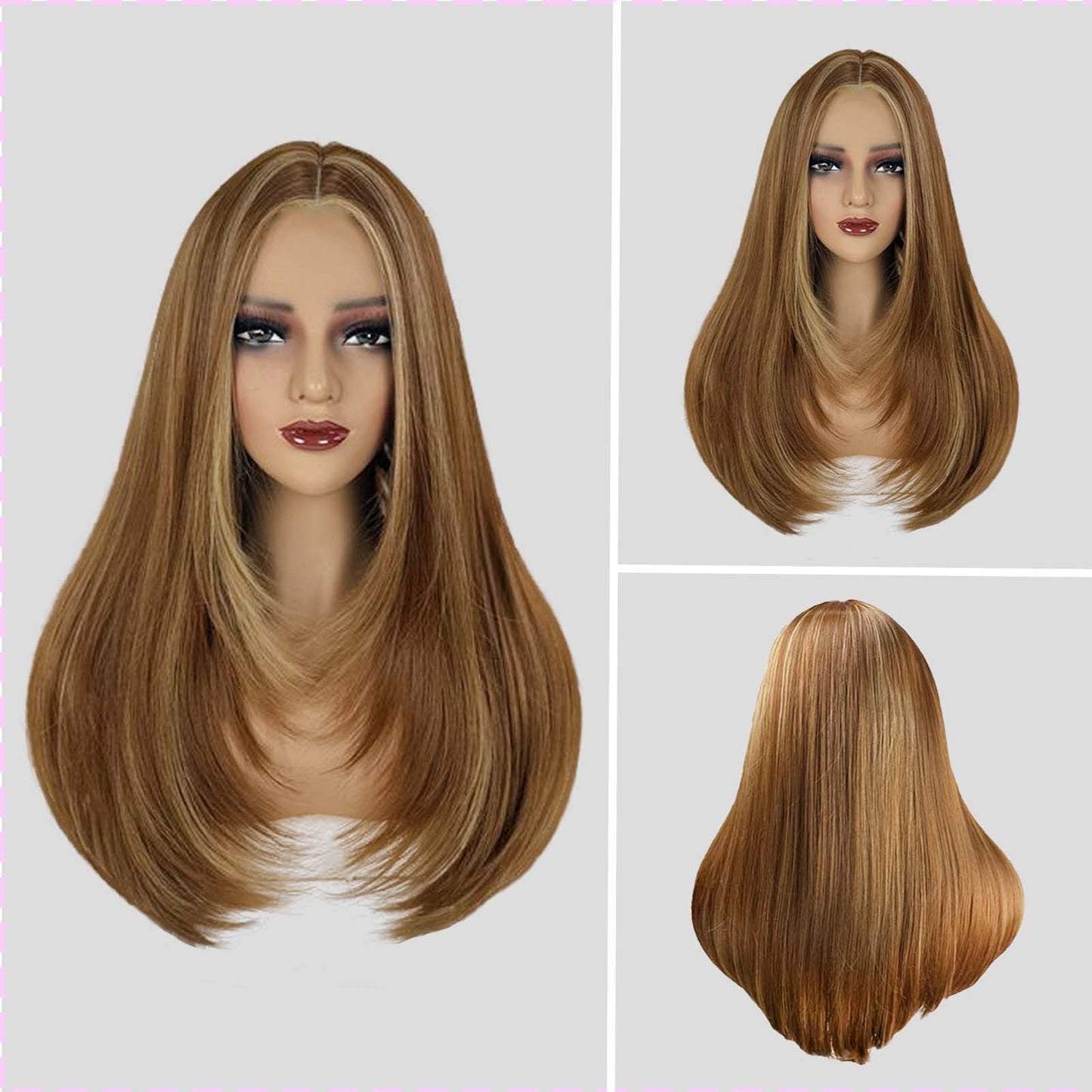 Middle Part Ombré Straight - Wavy Full Cap Synthetic Hair Wig - WigWonders