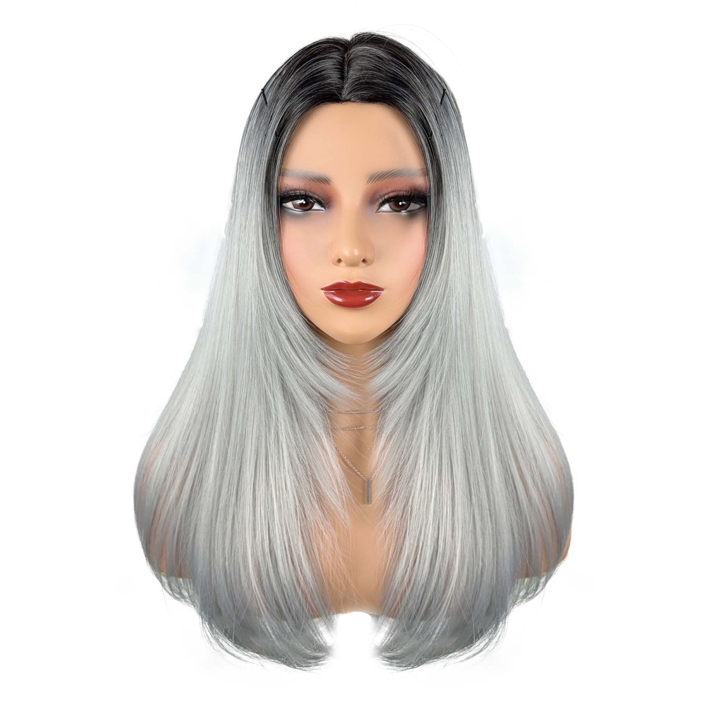 Middle Part Ombré Straight - Wavy Full Cap Synthetic Hair Wig - WigWonders