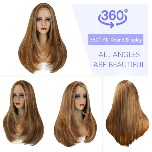 Middle Part Ombré Straight - Wavy Full Cap Synthetic Hair Wig - WigWonders