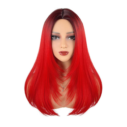 Middle Part Ombré Straight - Wavy Full Cap Synthetic Hair Wig - WigWonders
