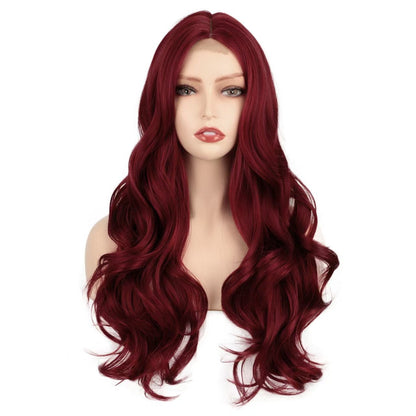 Middle Part Wavy Full Head Synthetic Wig - Long High - Temperature Fiber Hair - WigWonders