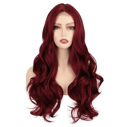 Middle Part Wavy Full Head Synthetic Wig - Long High - Temperature Fiber Hair - WigWonders