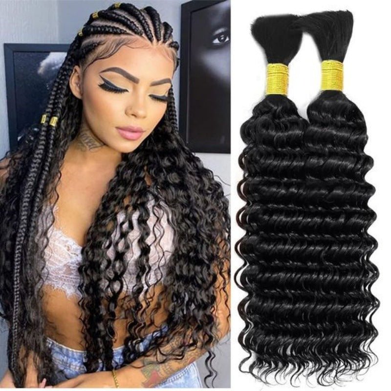 Natural Black Deep Wave Bulk Human Hair Extensions - WigWonders