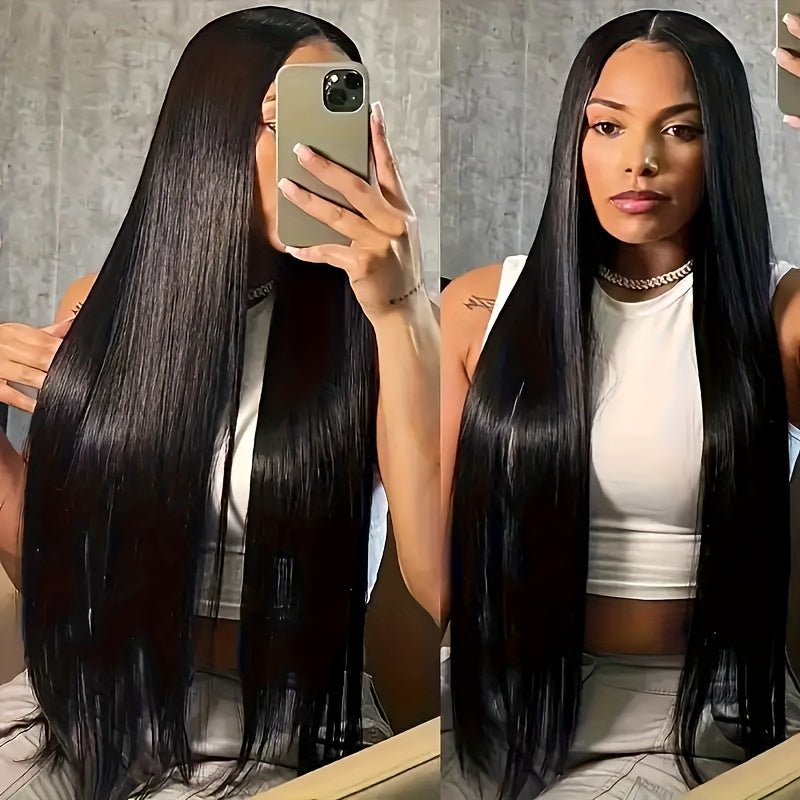 Natural Black Straight Lace Closure Wig | 4x4 HD Transparent Lace Glueless - WigWonders