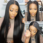 Natural Black Straight Lace Closure Wig | 4x4 HD Transparent Lace Glueless - WigWonders